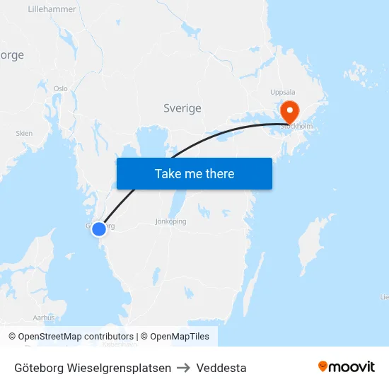 Göteborg Wieselgrensplatsen to Veddesta map
