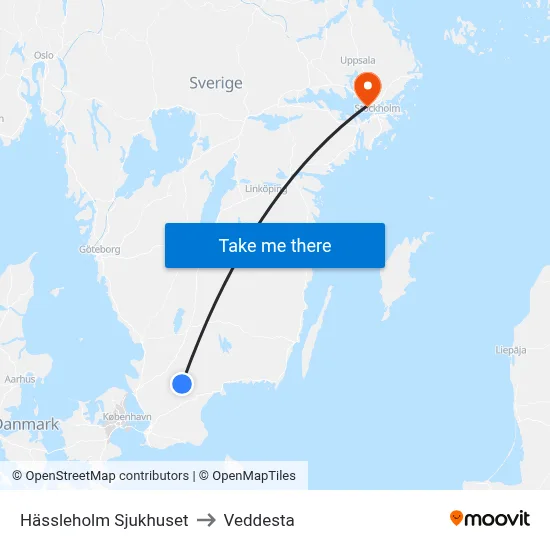 Hässleholm Sjukhuset to Veddesta map