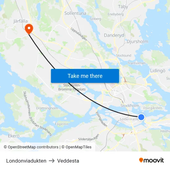 Londonviadukten to Veddesta map