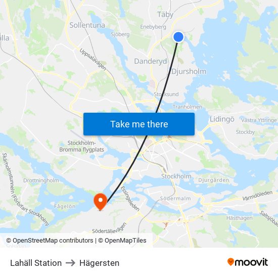 Lahäll Station to Hägersten map