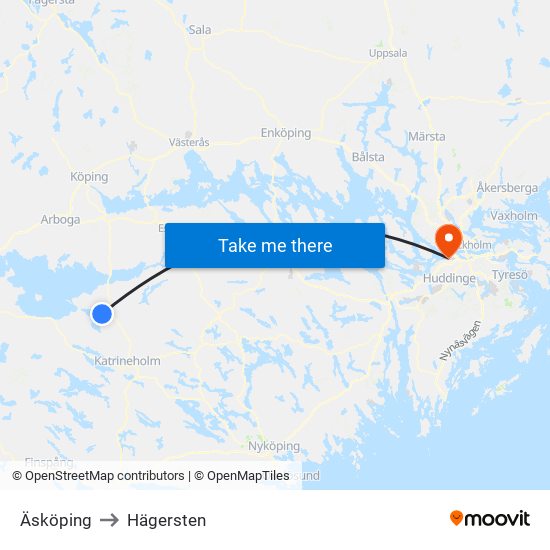 Äsköping to Hägersten map