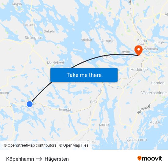 Köpenhamn to Hägersten map