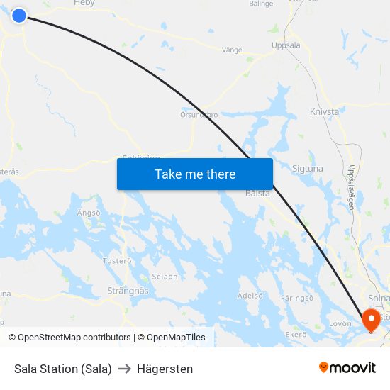 Sala Station (Sala) to Hägersten map