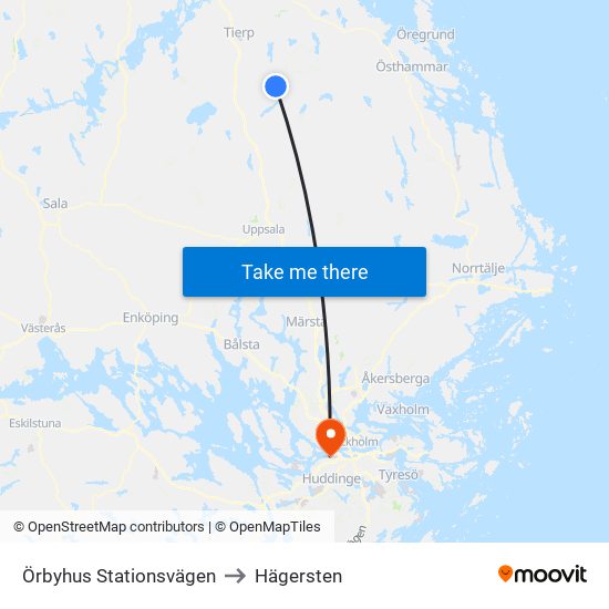 Örbyhus Stationsvägen to Hägersten map