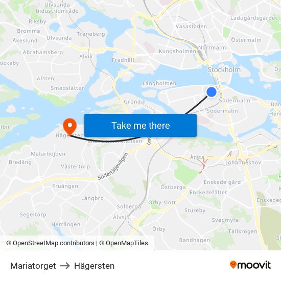 Mariatorget to Hägersten map