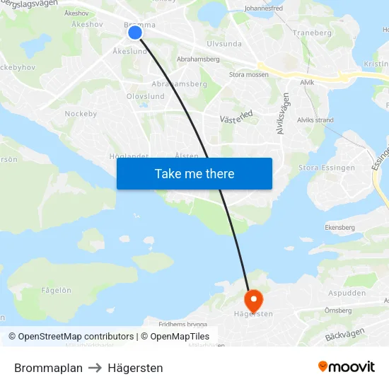 Brommaplan to Hägersten map