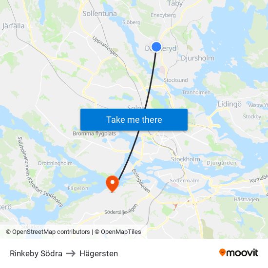 Rinkeby Södra to Hägersten map