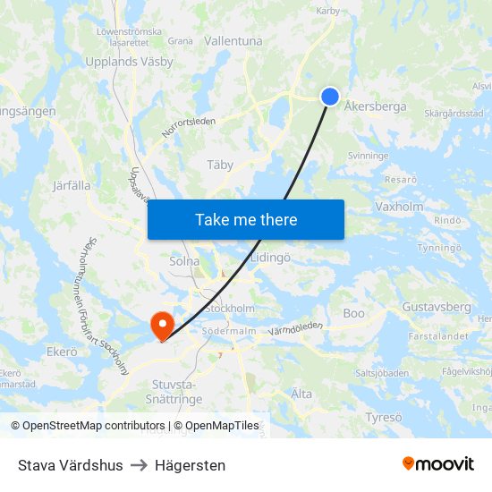 Stava Värdshus to Hägersten map