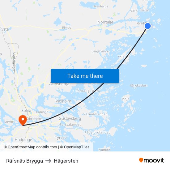 Räfsnäs Brygga to Hägersten map