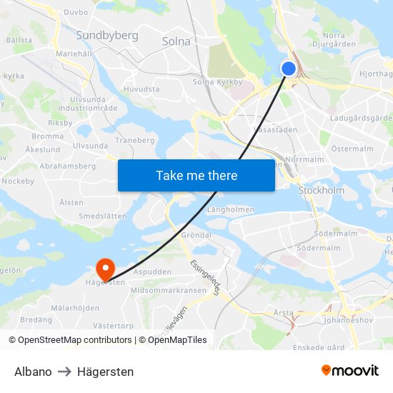 Albano to Hägersten map