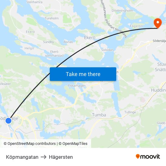 Köpmangatan to Hägersten map