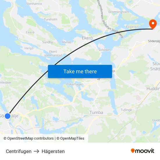 Centrifugen to Hägersten map