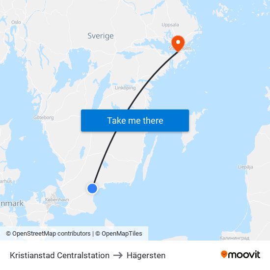 Kristianstad Centralstation to Hägersten map