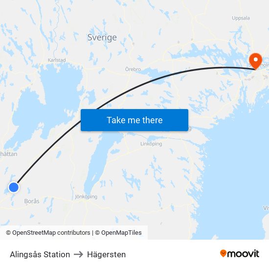 Alingsås Station to Hägersten map