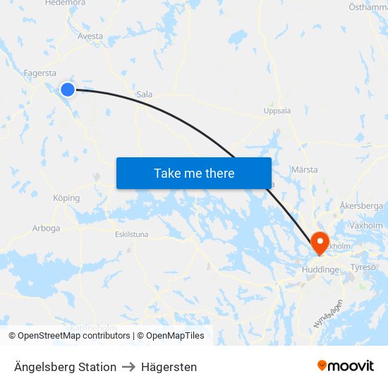 Ängelsberg Station to Hägersten map