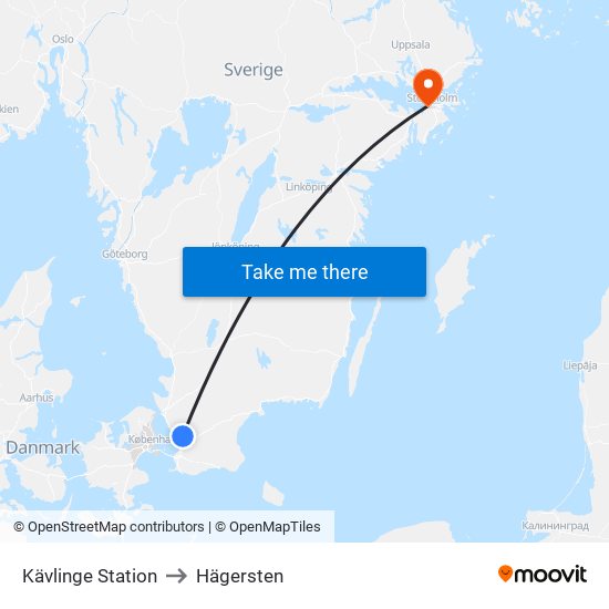 Kävlinge Station to Hägersten map