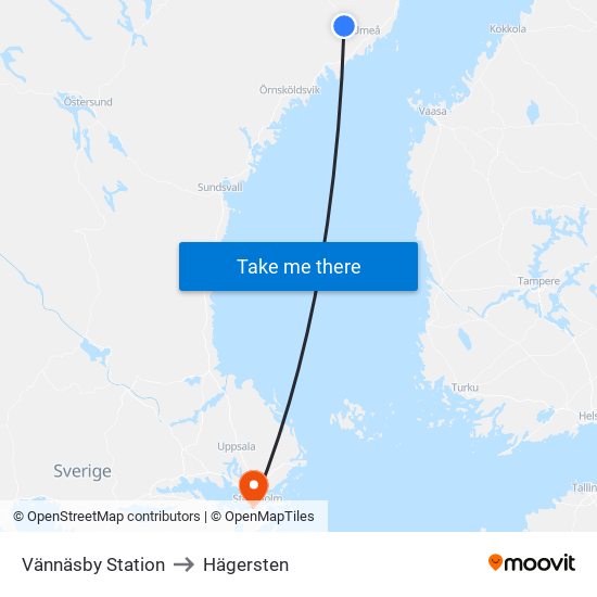 Vännäsby Station to Hägersten map