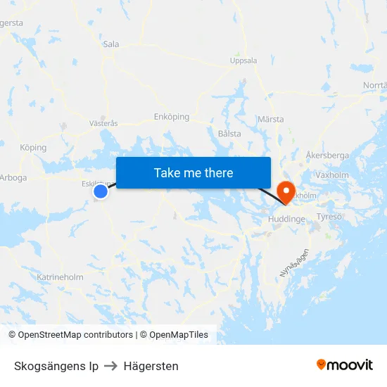 Skogsängens Ip to Hägersten map