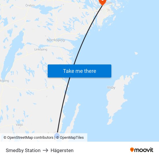 Smedby Station to Hägersten map