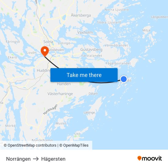 Norrängen to Hägersten map