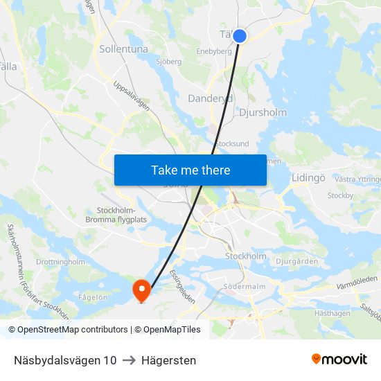 Näsbydalsvägen 10 to Hägersten map