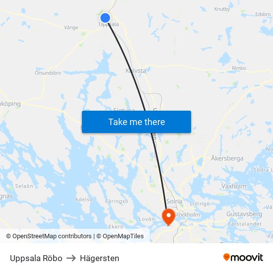 Uppsala Röbo to Hägersten map
