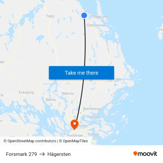 Forsmark 279 to Hägersten map