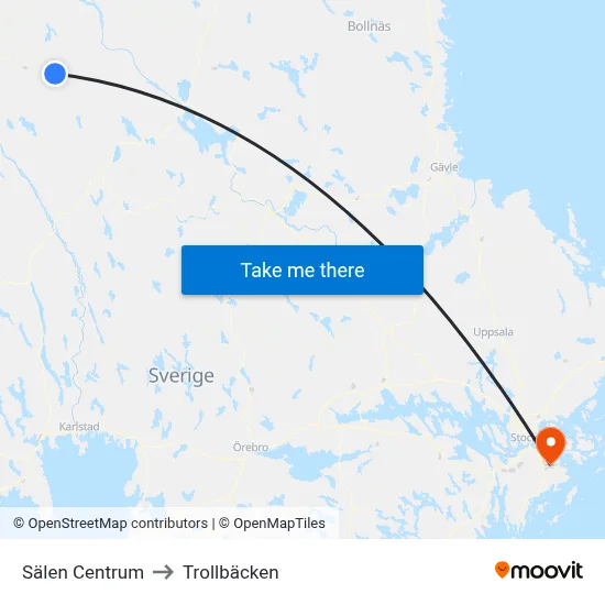 Sälen Centrum to Trollbäcken map