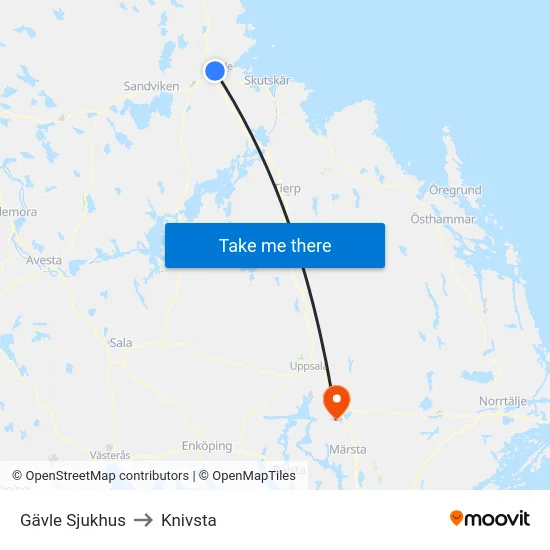 Gävle Sjukhus to Knivsta map