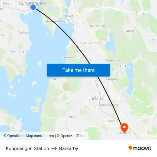 Kungsängen Station to Barkarby map