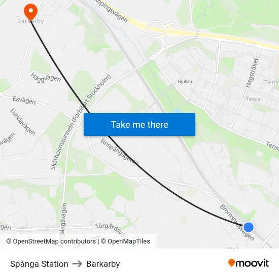 Spånga Station to Barkarby map