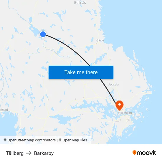 Tällberg to Barkarby map