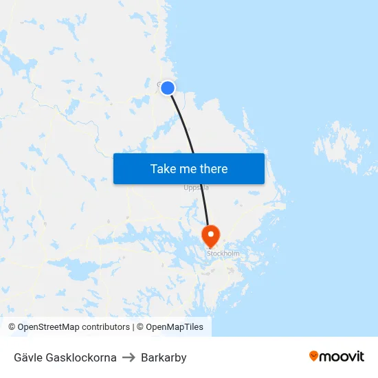 Gävle Gasklockorna to Barkarby map