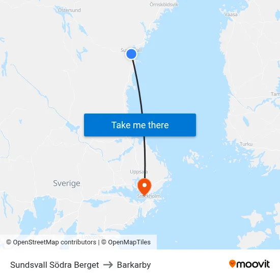 Sundsvall Södra Berget to Barkarby map