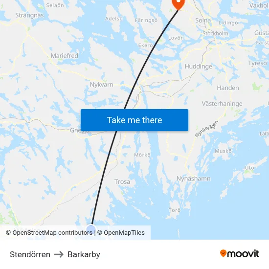 Stendörren to Barkarby map