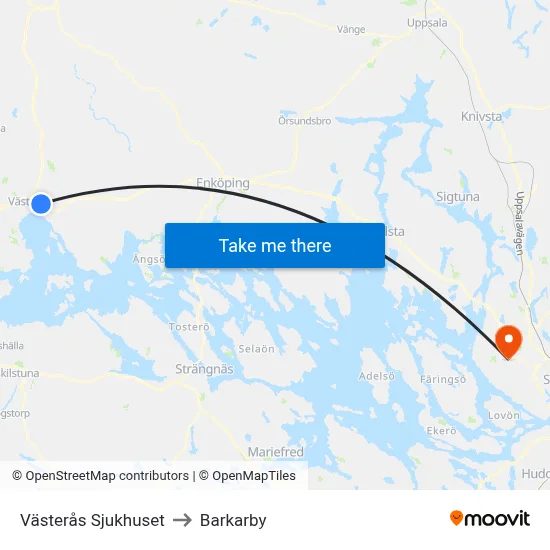 Västerås Sjukhuset to Barkarby map