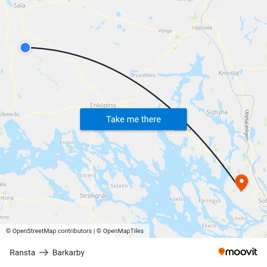 Ransta to Barkarby map