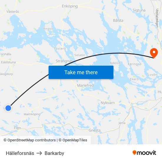 Hälleforsnäs to Barkarby map