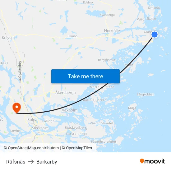 Räfsnäs to Barkarby map