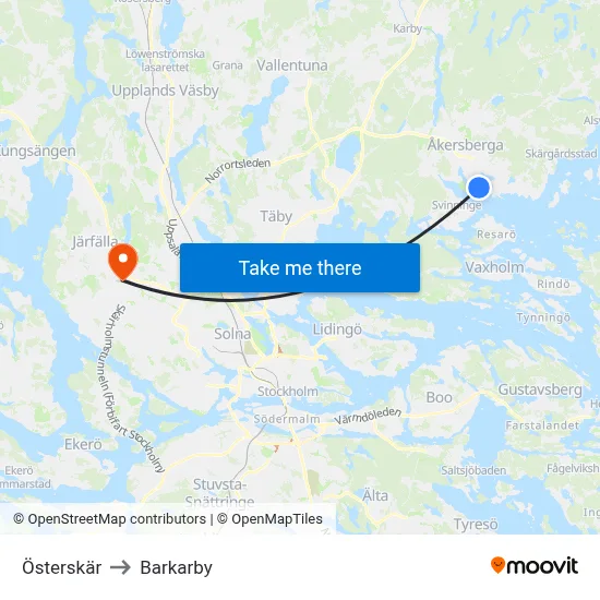 Österskär to Barkarby map