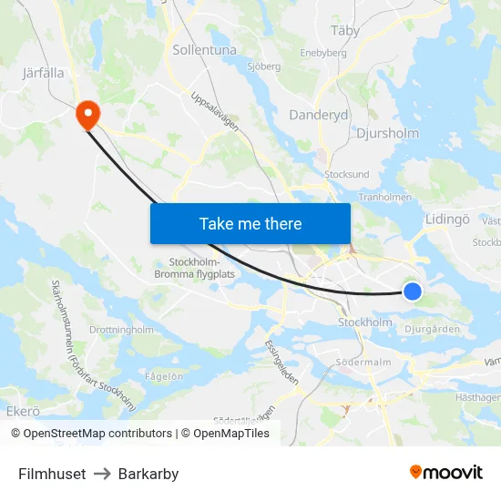 Filmhuset to Barkarby map