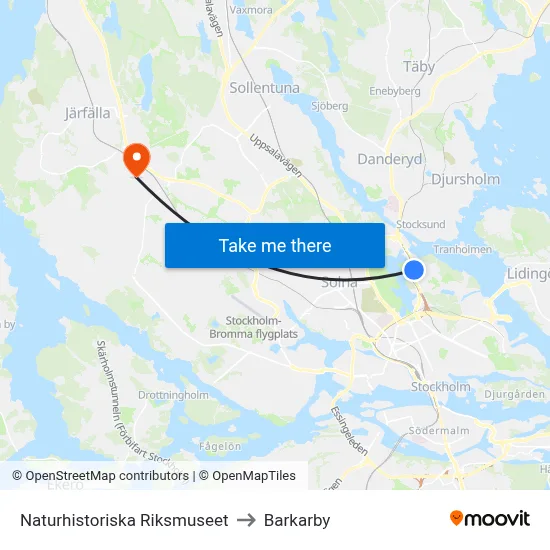 Naturhistoriska Riksmuseet to Barkarby map