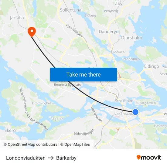 Londonviadukten to Barkarby map