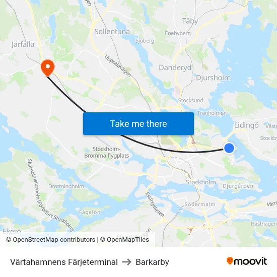 Värtahamnens Färjeterminal to Barkarby map