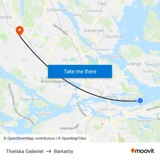 Thielska Galleriet to Barkarby map