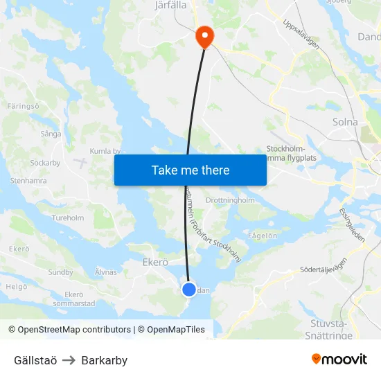 Gällstaö to Barkarby map
