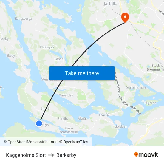 Kaggeholms Slott to Barkarby map