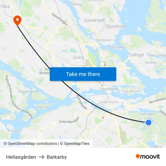 Hellasgården to Barkarby map