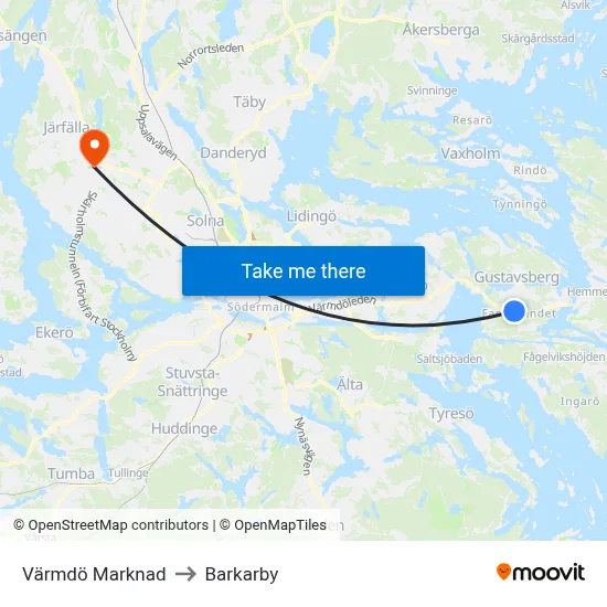 Värmdö Marknad to Barkarby map
