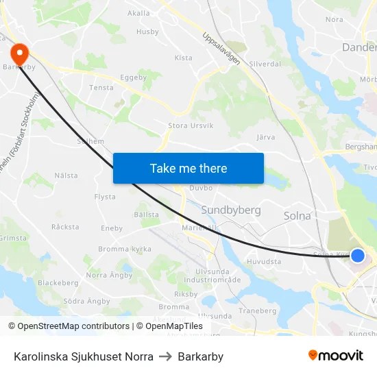 Karolinska Sjukhuset Norra to Barkarby map